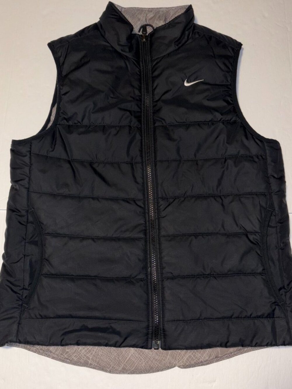 Nike men's full zip puffer vest black size medium 434427-010